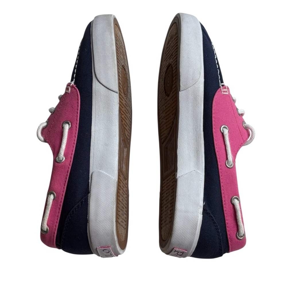 Polo Ralph Lauren Lilia Canvas Boat Shoes Size 6.5 Pink Navy - Picture 4 of 8